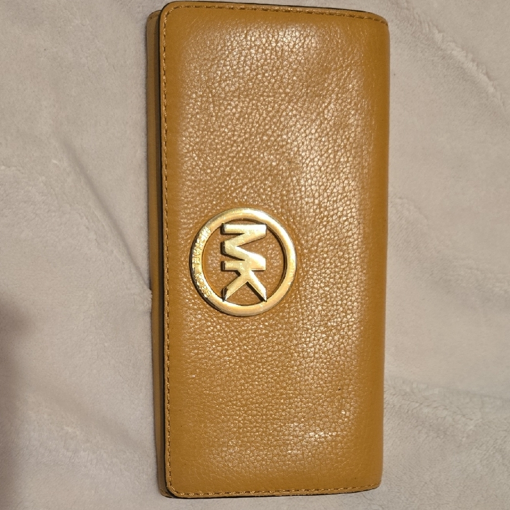 Michael Kors Tan and Gold Wallet